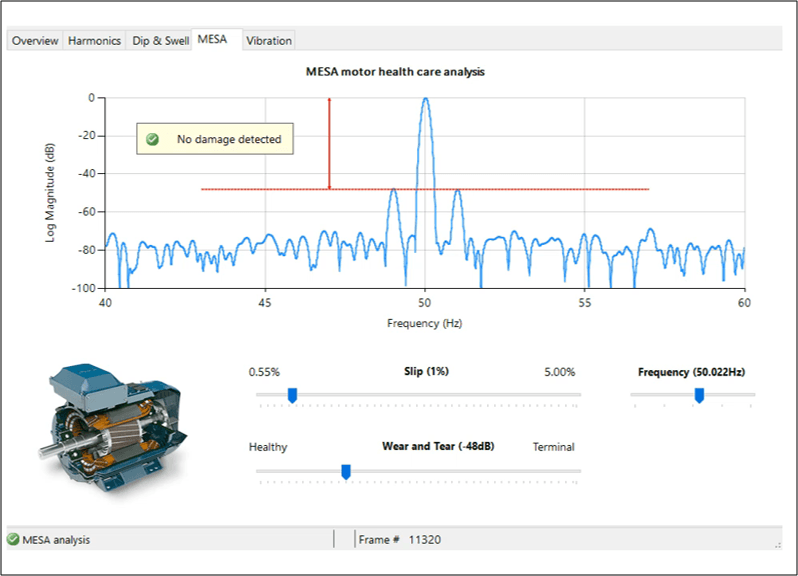 MESA Energy diagnostics motor for condition monitoring motor dashboard