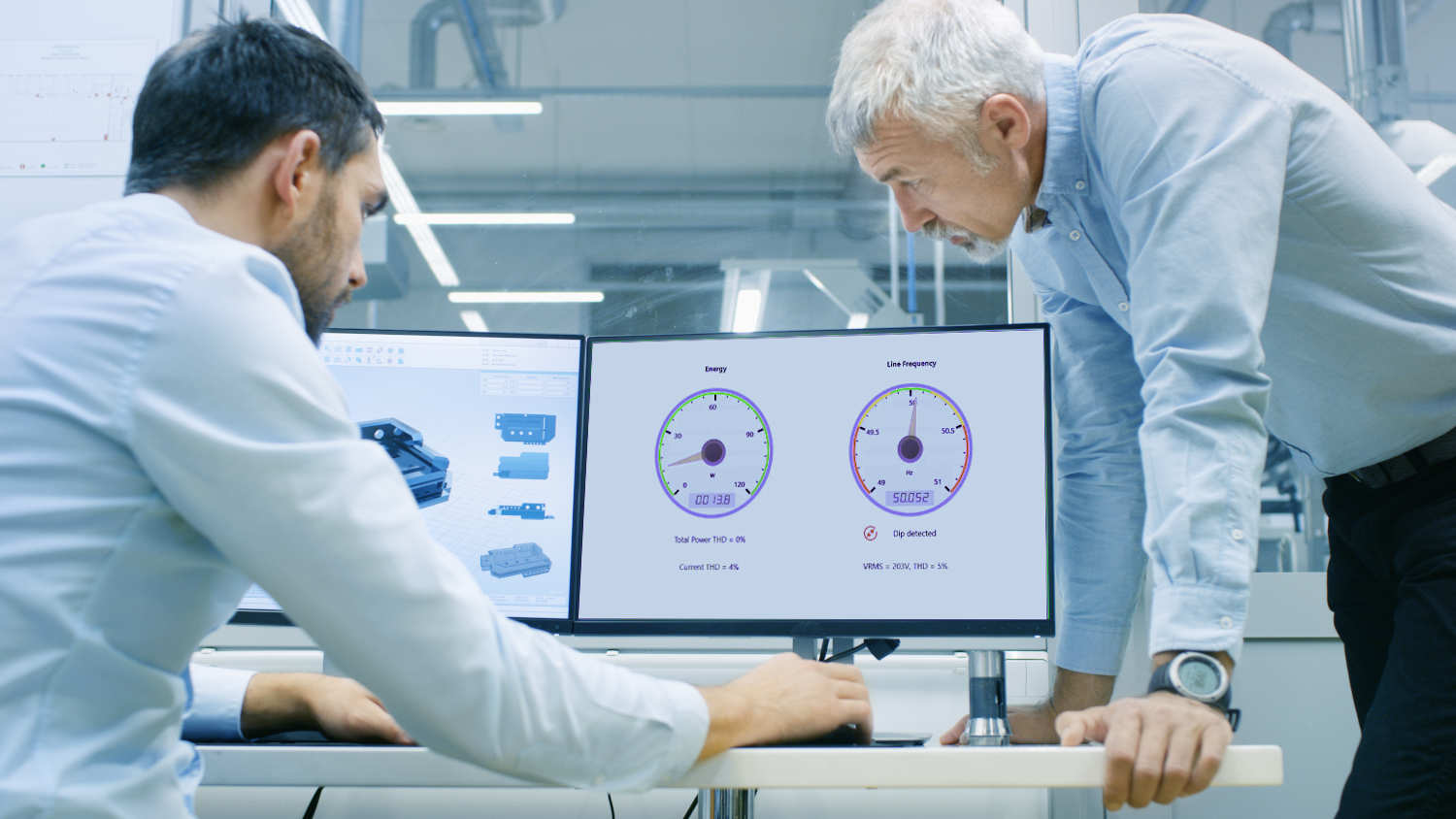 Enigneer looking at dashboard RTLS Real Time Location System Heavy Industry, MtO, Pipelines